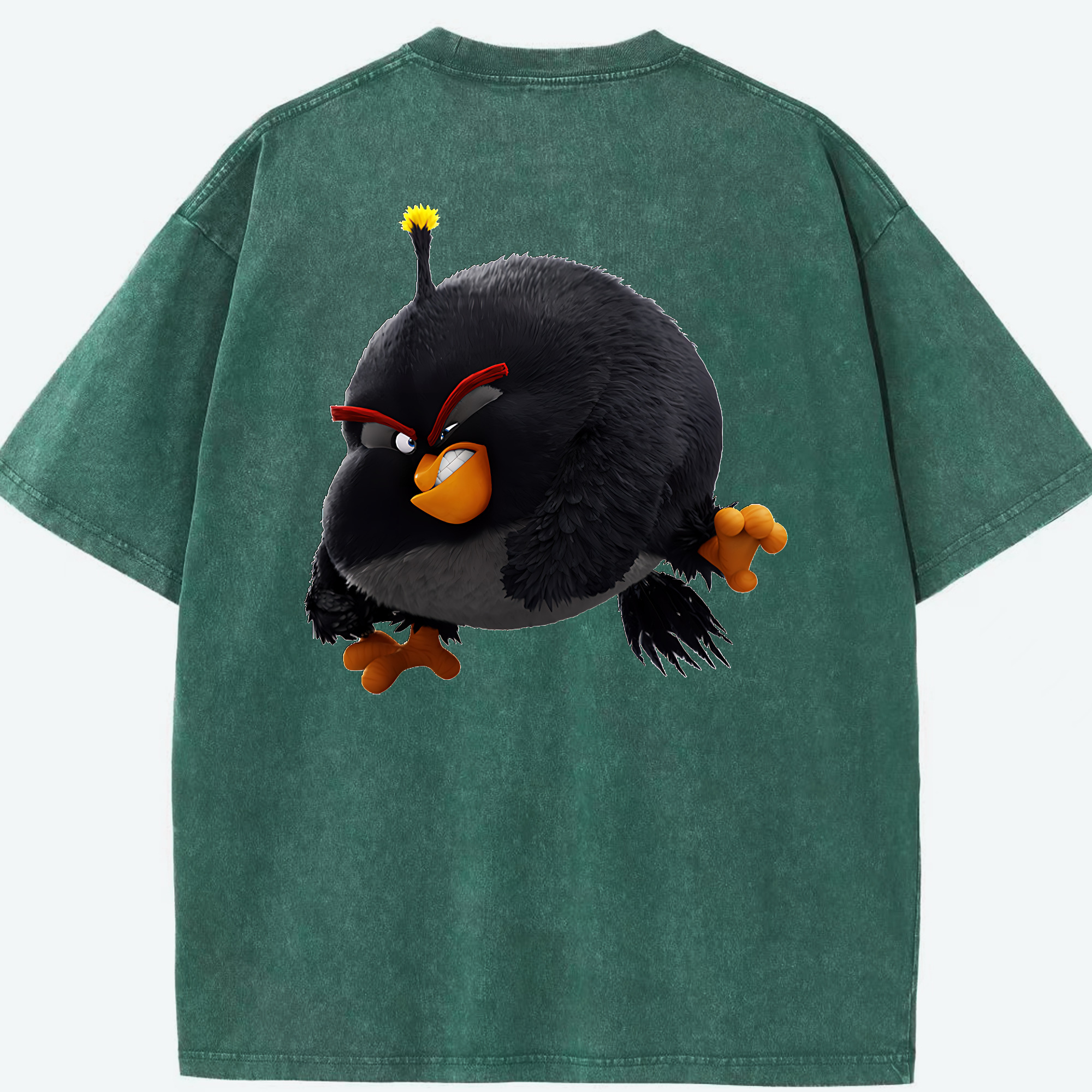 （画像用） Angry Birds アングリーバード 綿100% ヴィンテージ風 半袖Tシャツ（背面プリント）